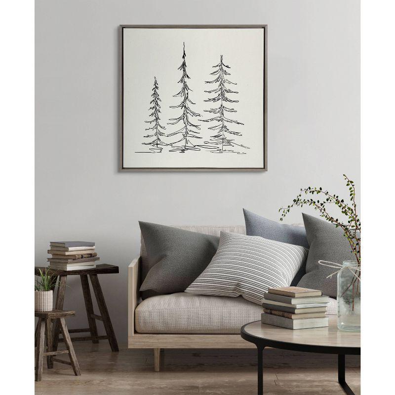 Sylvie Minimalist Evergreen Trees Sketch Framed Wall Canvas - Kate & Laurel All Things Decor