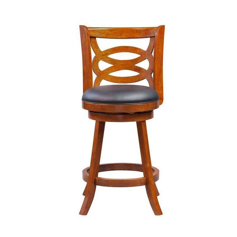 Boraam 24" Seina Counter Height Barstool Walnut Brown: Mid-Century Modern, Faux Leather Upholstery, Wood Frame