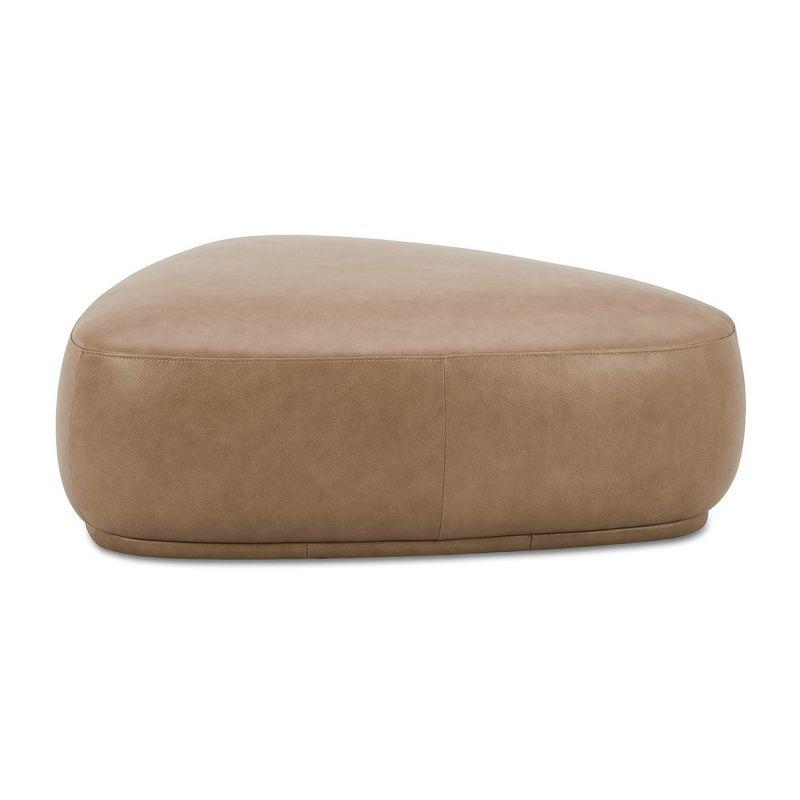 Pebble 44" Tan Leather Oblong Cocktail Ottoman