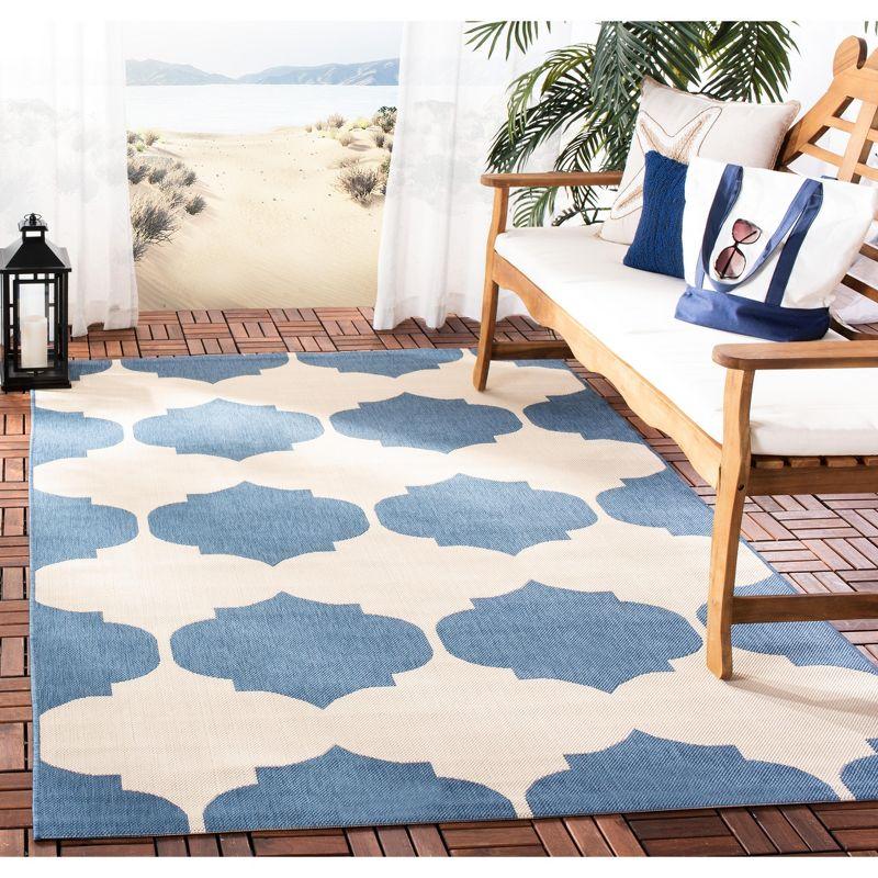 Courtyard CY6162 Power Loomed Indoor and Outdoor Area Rug - Beige/Blue - 5'3"x7'7" - Safavieh
