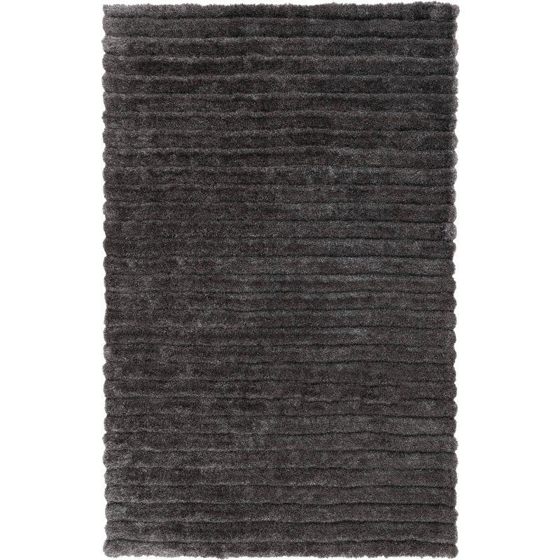 Hand-Tufted Gray Shag Wool Blend Area Rug, 42" x 6"