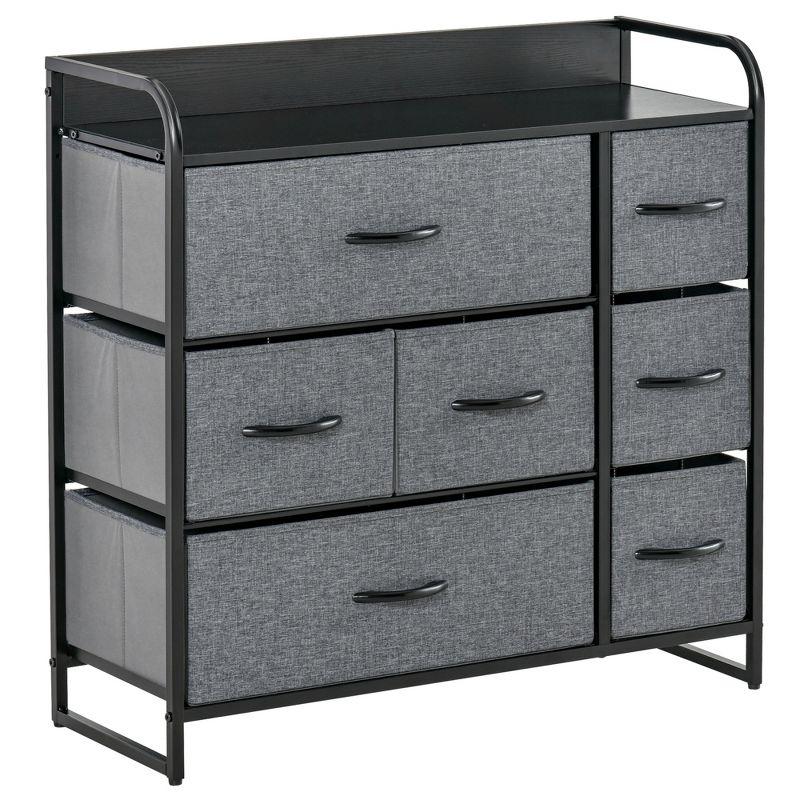 Red Barrel Studio® 7-Drawer Dresser, Fabric Chest Of Drawers, 3-Tier Storage Organizer For Bedroom Entryway, Tower Unit With Steel Frame Wooden Top