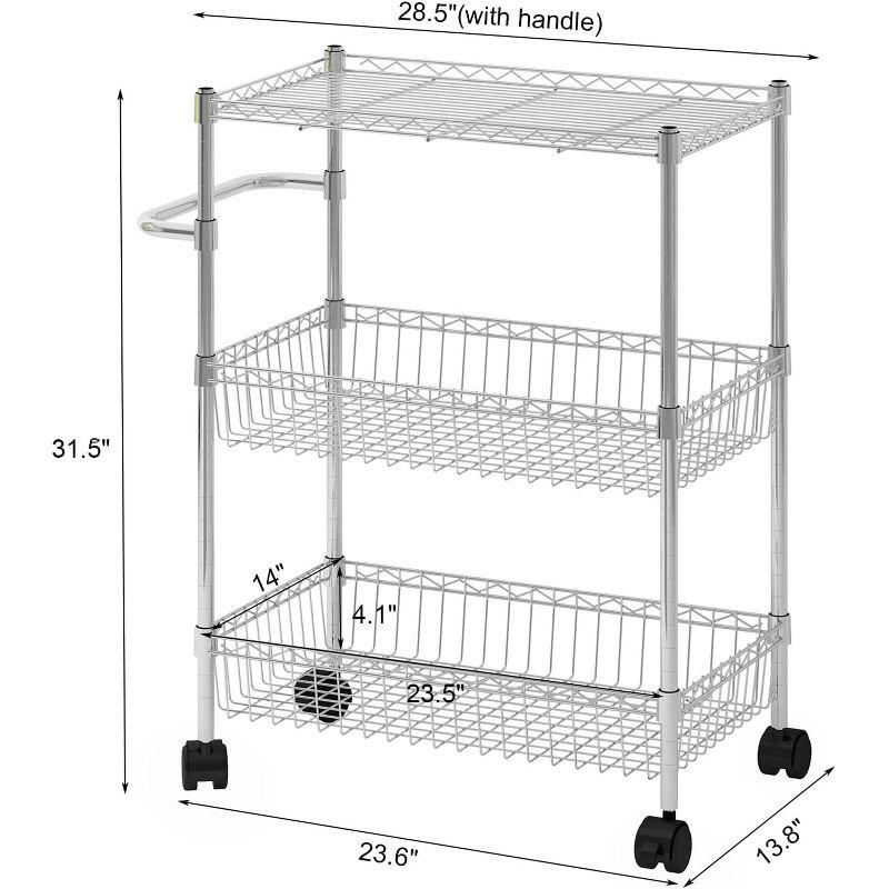 1 iron three-layer kitchen cart silver chrome 60*35*80cm no