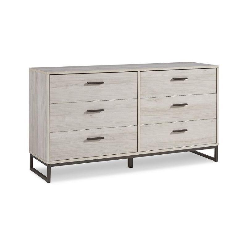 Light Natural Transitional 6-Drawer Dresser with Black Accents