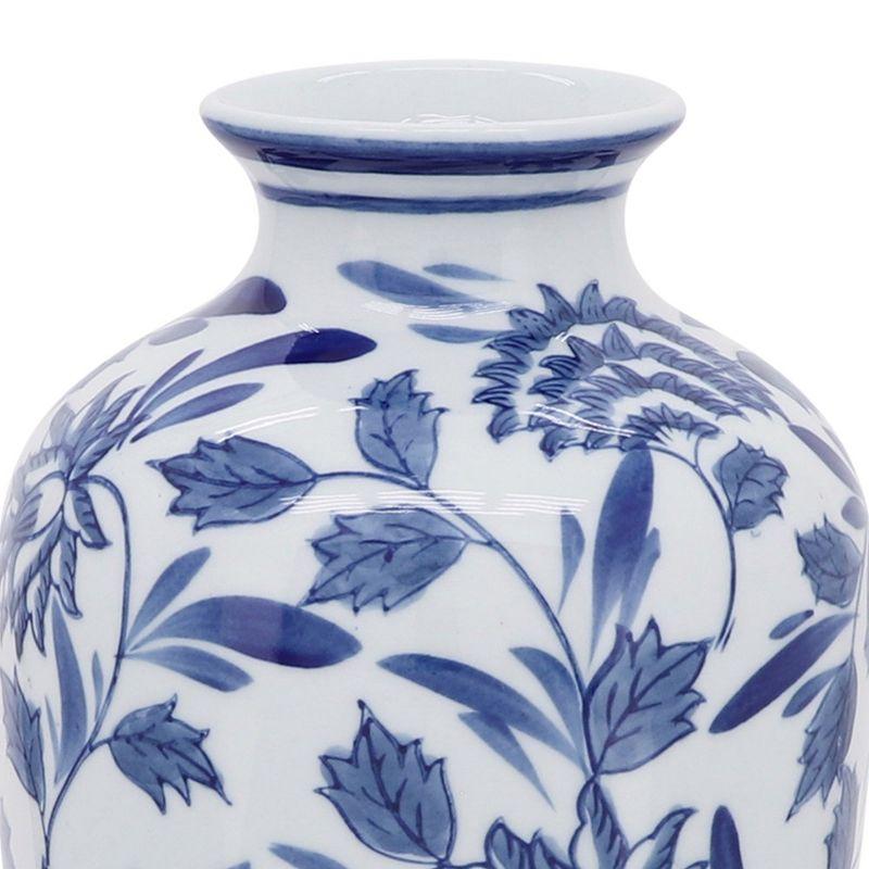 Sagebrook Home 13" Ceramic Vase - Contemporary Blue and White Chinoiserie Design Floral Vase For Decorative Table Accent