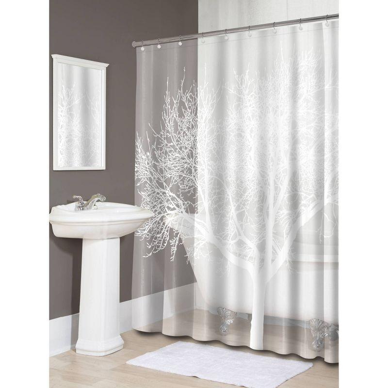 Pearl Tree Design Waterproof EVA Shower Curtain with Liner