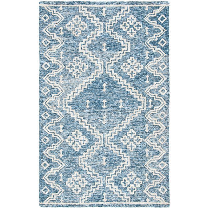 Abstract ABT852 Handmade Indoor Area Rug - Blue/Ivory - 5'x8' - Safavieh