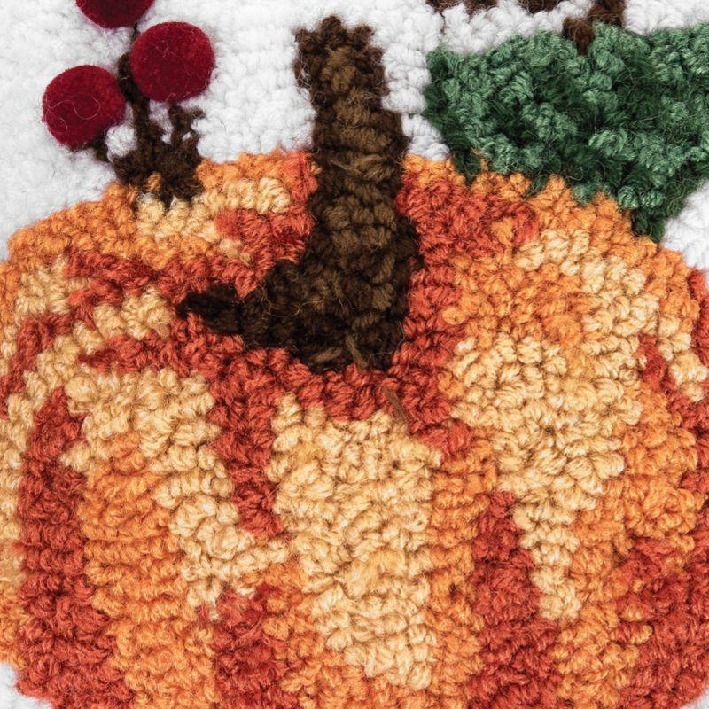 Pumpkin Hooked Petite Size Fall Pillow