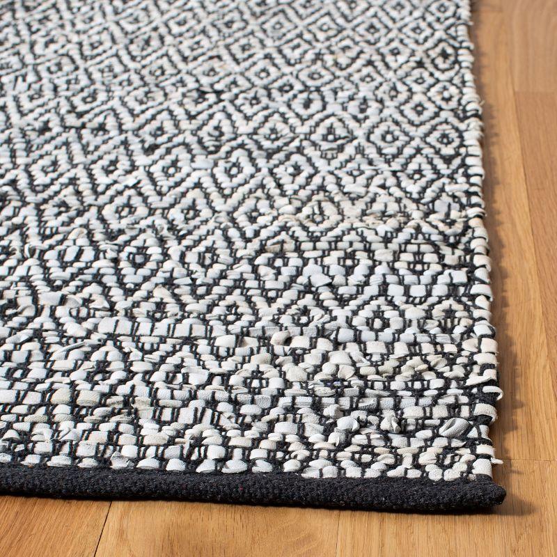 Vintage Leather VTL388 Hand Woven Indoor Area Rug - Light Grey/Black - 6'x9' - Safavieh