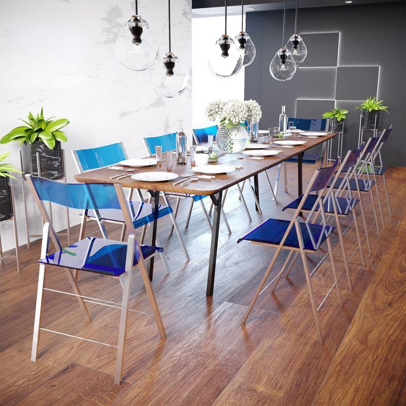 Menno Blue Acrylic Armless Folding Dining Chair