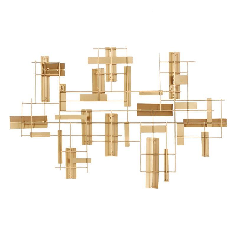 CosmoLiving by Cosmopolitan Gold Metal 3D Stripe Geometric Wall Decor