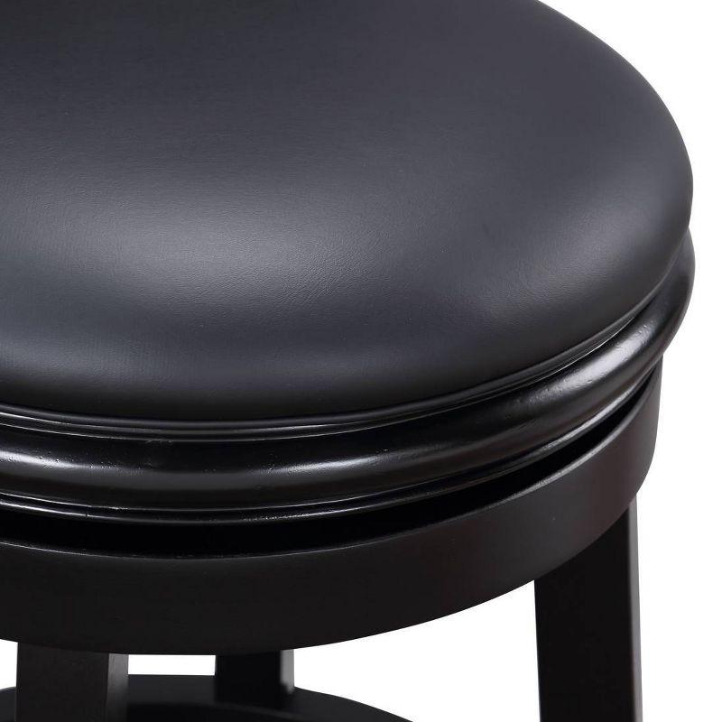 Elegant Augusta 24" Black Leather Swivel Counter Stool