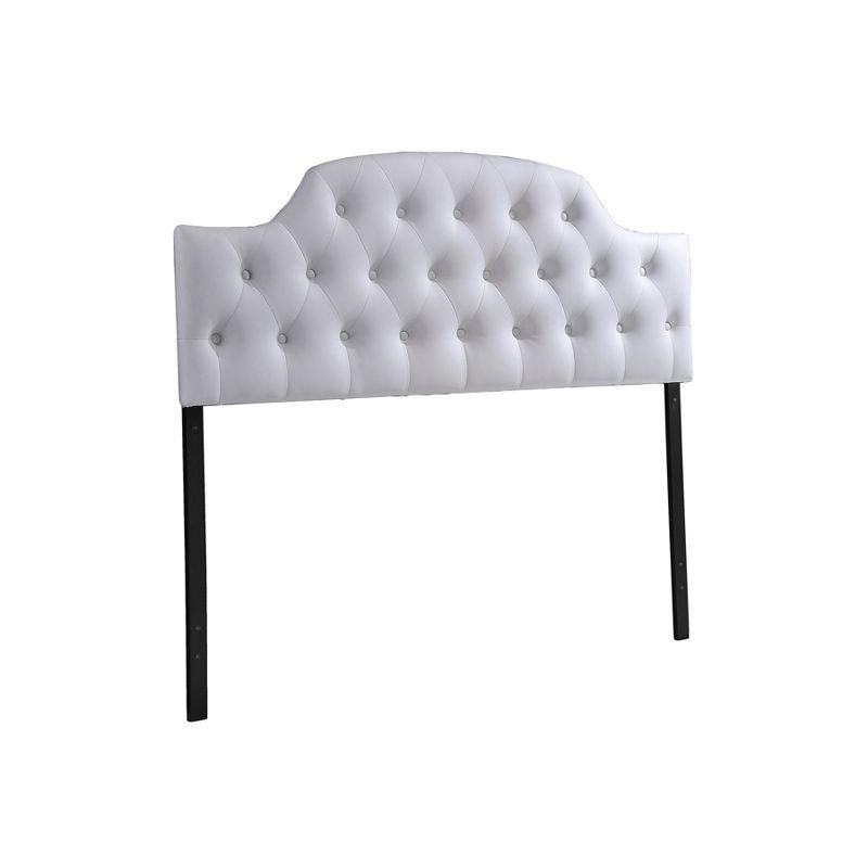 Queen Morris Modern And Contemporary Faux Leather Upholstered Button-Tufted Scalloped Headboard White - Baxton Studio: Curved, Adjustable