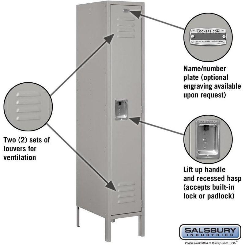 Gray 66" Freestanding Metal Locker with Ventilation