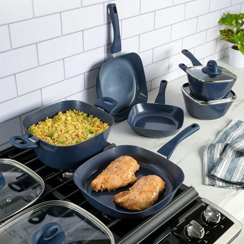 Soho Lounge Blue 10-Piece Nonstick Aluminum Cookware Set