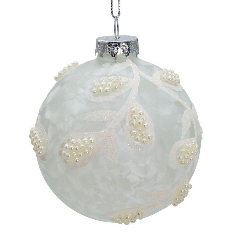 Kurt Adler 80mm Glass White Pearl 6-Piece Ball Ornament Set