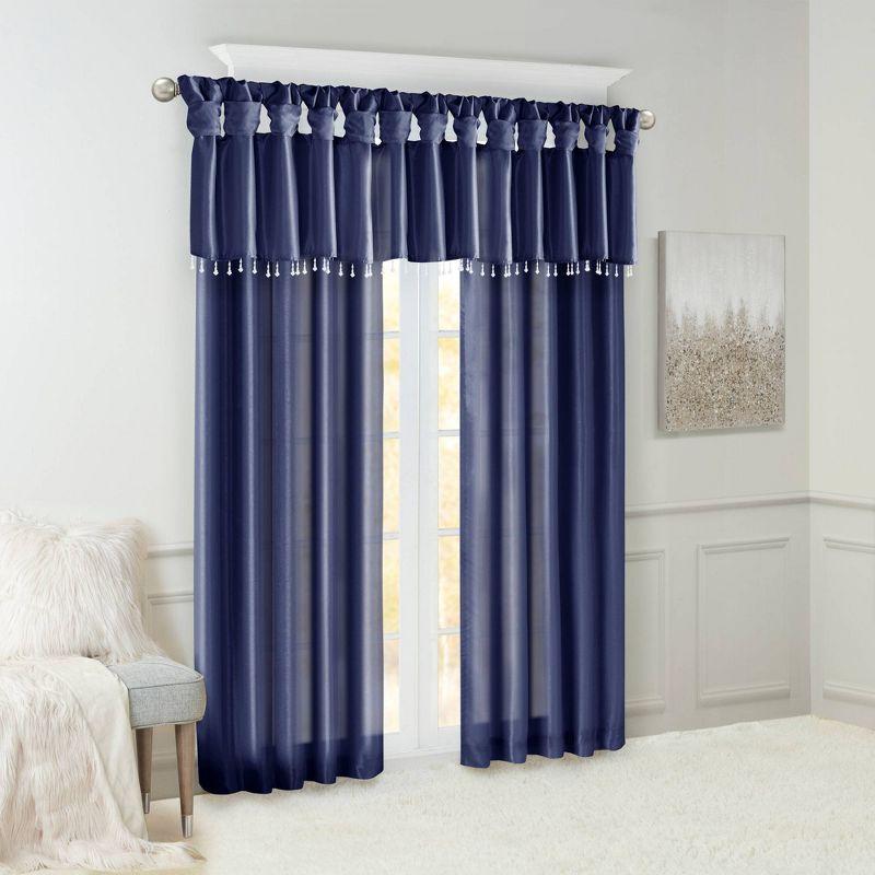Madison Park Emilia Lightweight Faux Silk Single Valance with Beads