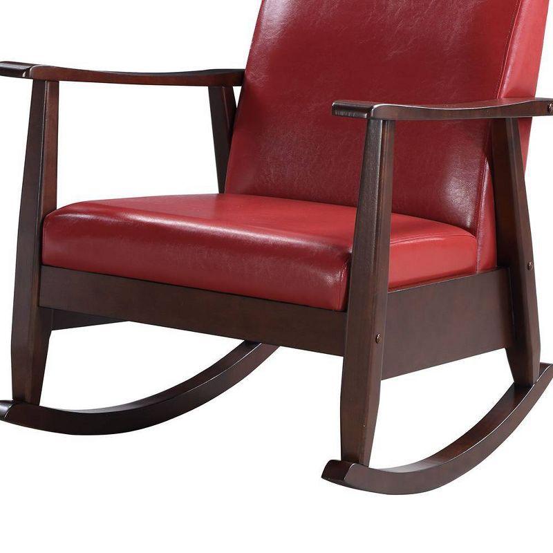 38" Raina Active Sitting Chair Red/Espresso Finish - Acme Furniture: Faux Leather, Rocker Rails, Comfort Cushion