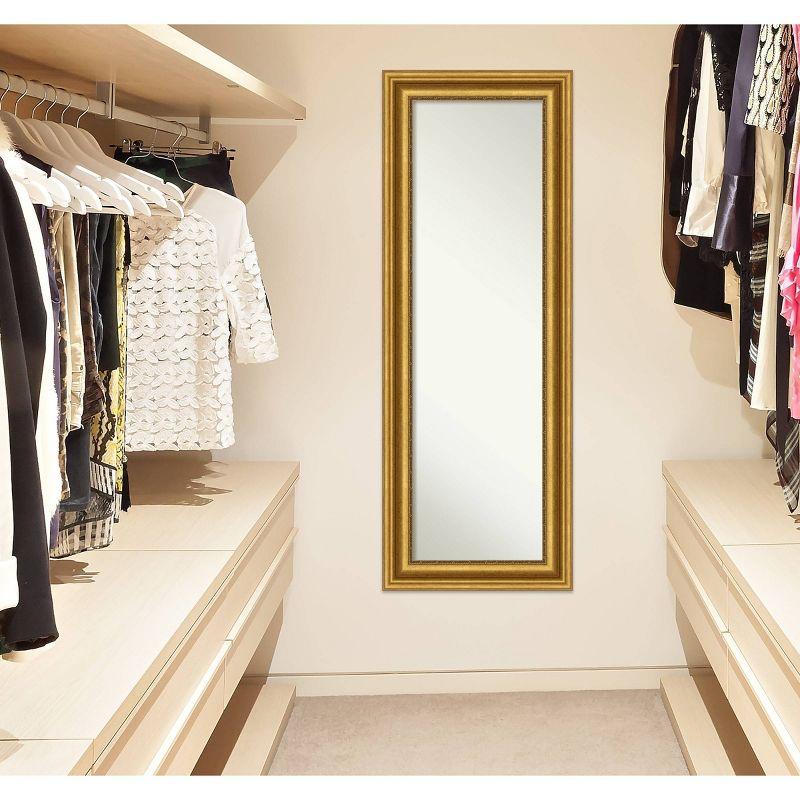 20" x 54" Non-Beveled Parlor Gold Full Length on The Door Mirror - Amanti Art: Includes Hooks, Polystyrene Frame, No Assembly Required