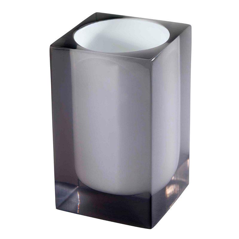 Smoke Resin Modern Covered Jar with Square Knob