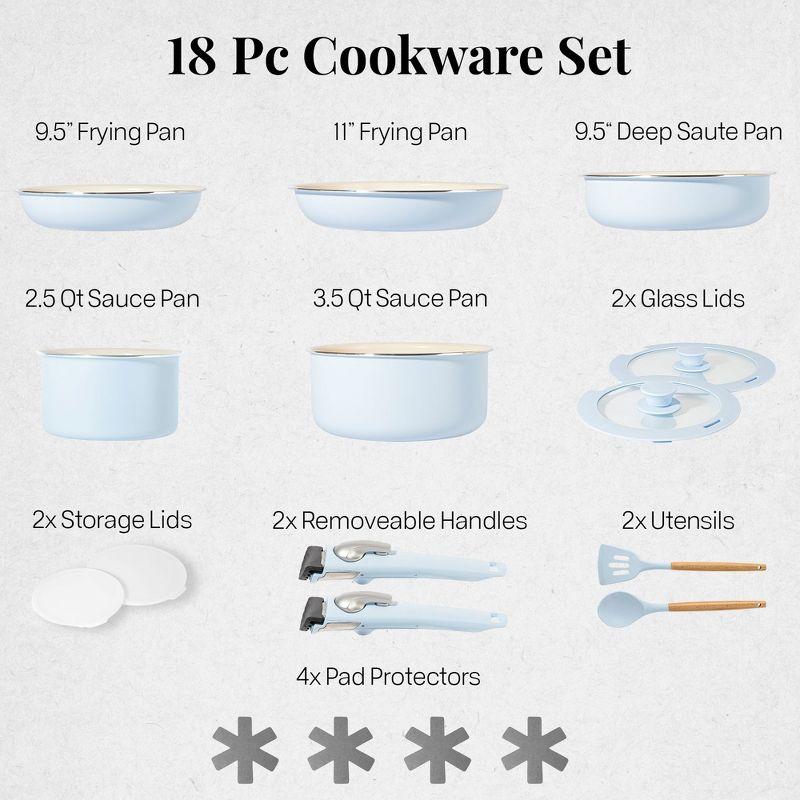 Gotham Steel Gotham Steel 18 Piece Detachable Handle Ceramic Nonstick Cookware Set