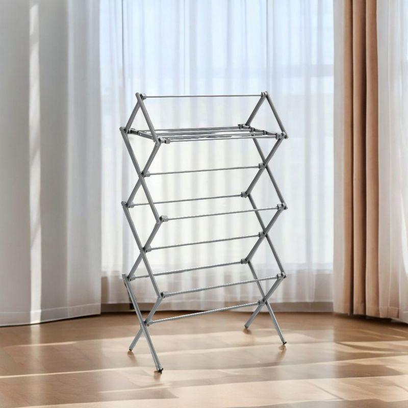 Foldable Steel Gray Clothes Drying Rack with 100 Sq Ft Surface