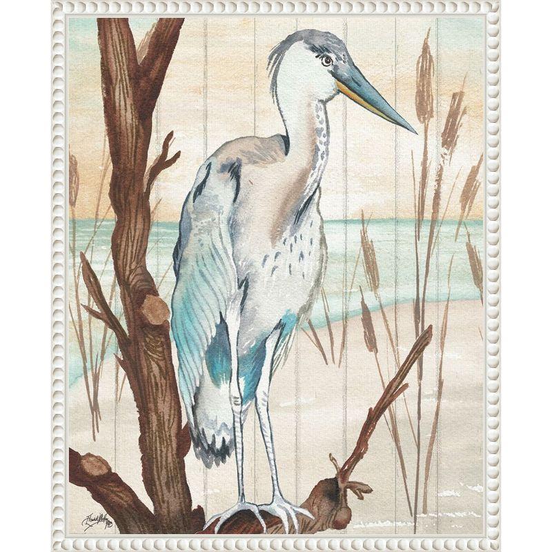 Heron on Branch Coastal Canvas Framed Wall Art 16 x 20