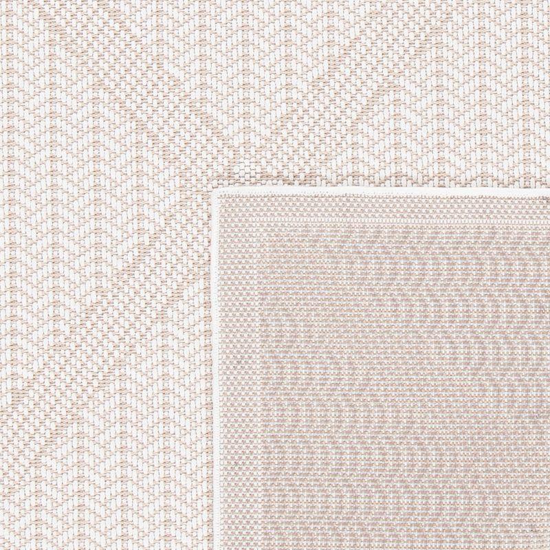 Cream and Beige Geometric Easy-Care Outdoor Rug 3' x 5'