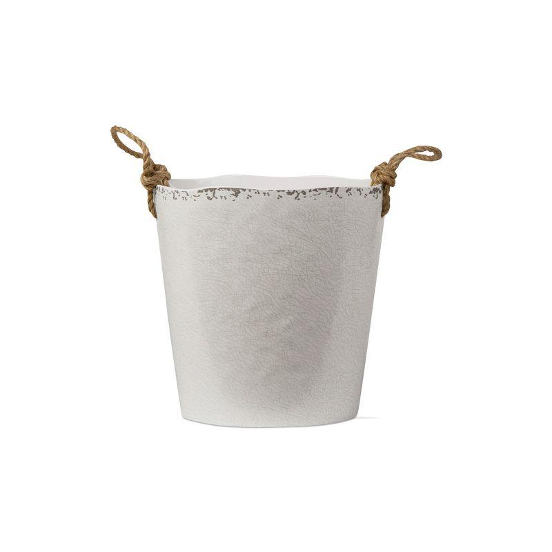 tagltd 9.9"x9" Veranda Cracked Glazed Solid Wavy Edge Melamine Wine Bucket Dishwasher Safe Indoor Outdoor Ivory