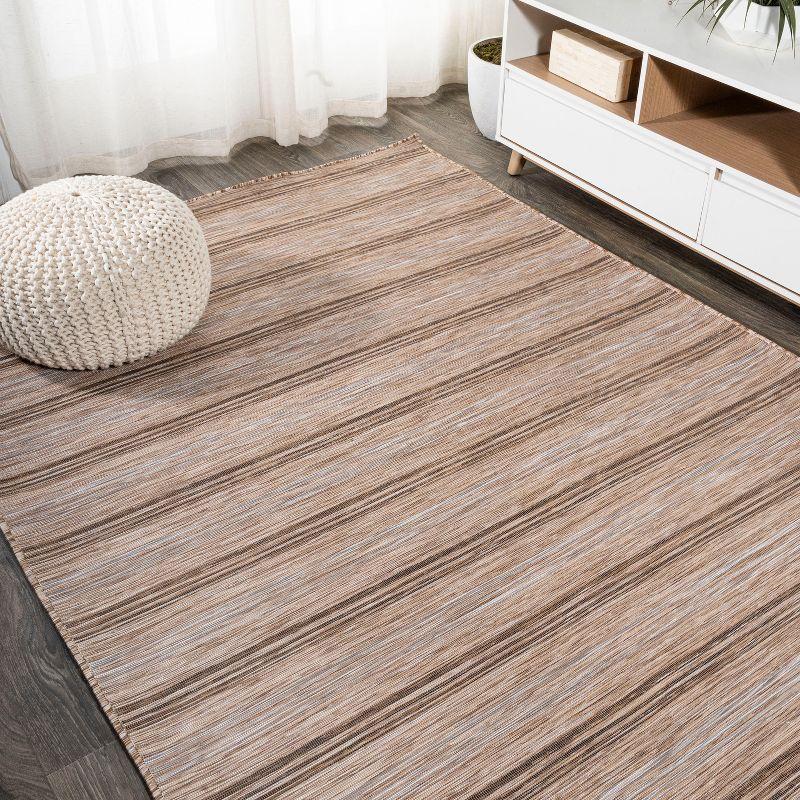 Coastal Charm Brown/Natural Stripe Synthetic 8' x 10' Rug