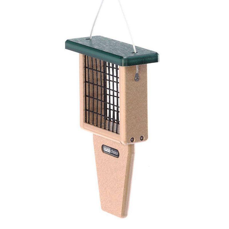 Birds Choice Birds Choice 12" Recycled Single Cake Tail Prop Suet Feeder, Taupe/Green