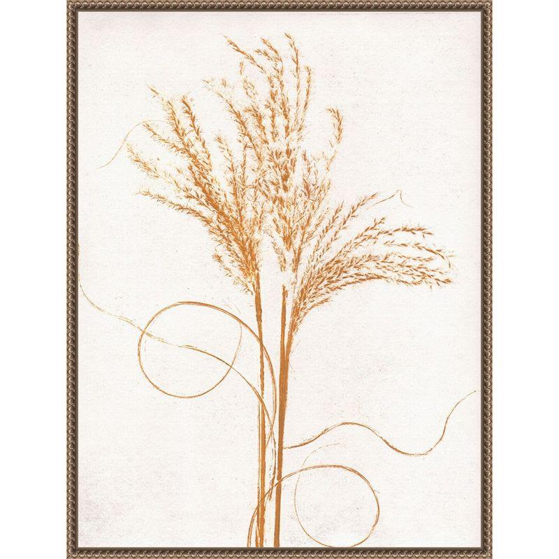 Mustard and Silvergrass Beaded Framed Canvas Wall Art