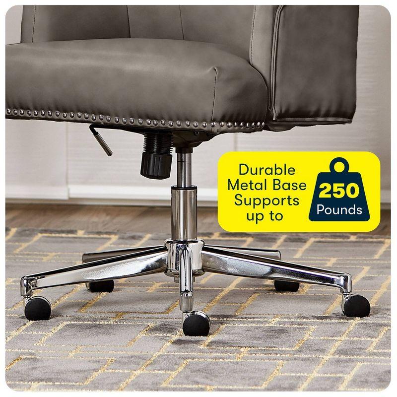 Serta Style Leighton Home Office Chair Gathering Dark Gray: Upholstered, Adjustable, with Fixed Arms