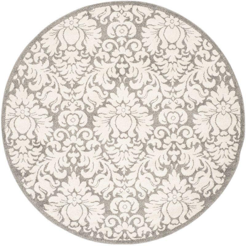 Elysian Gray Floral Hand-Knotted Wool Blend 7' Round Rug