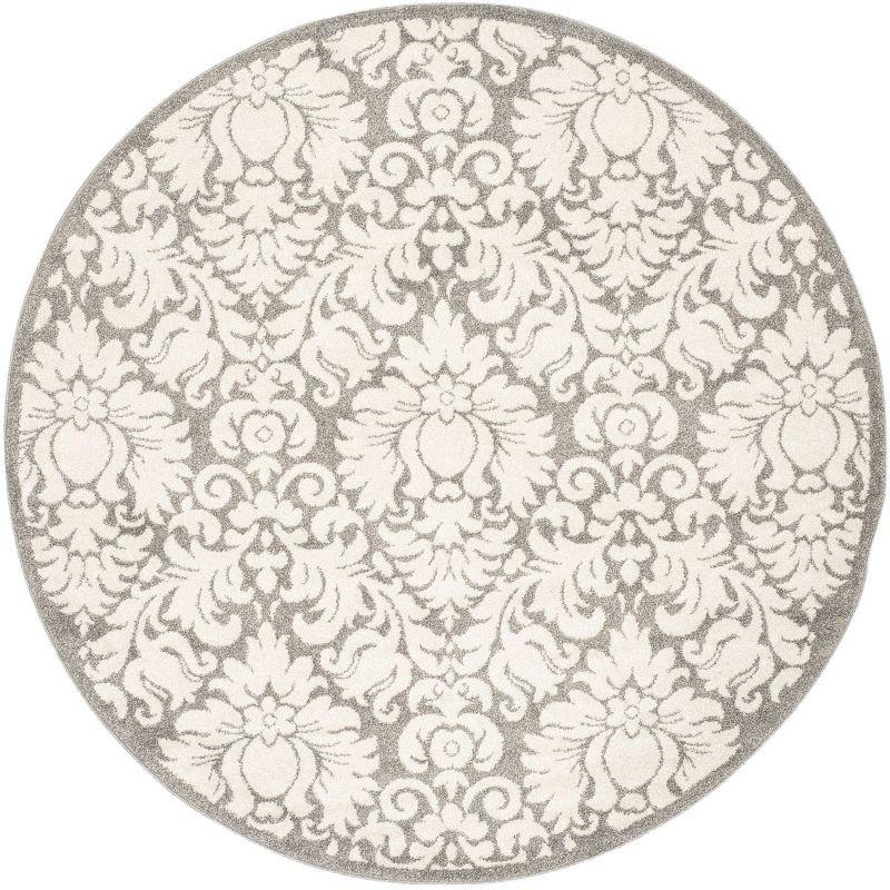 Amherst AMT427 Power Loomed Area Rug - Dark Grey/Beige - 7' Round - Safavieh.