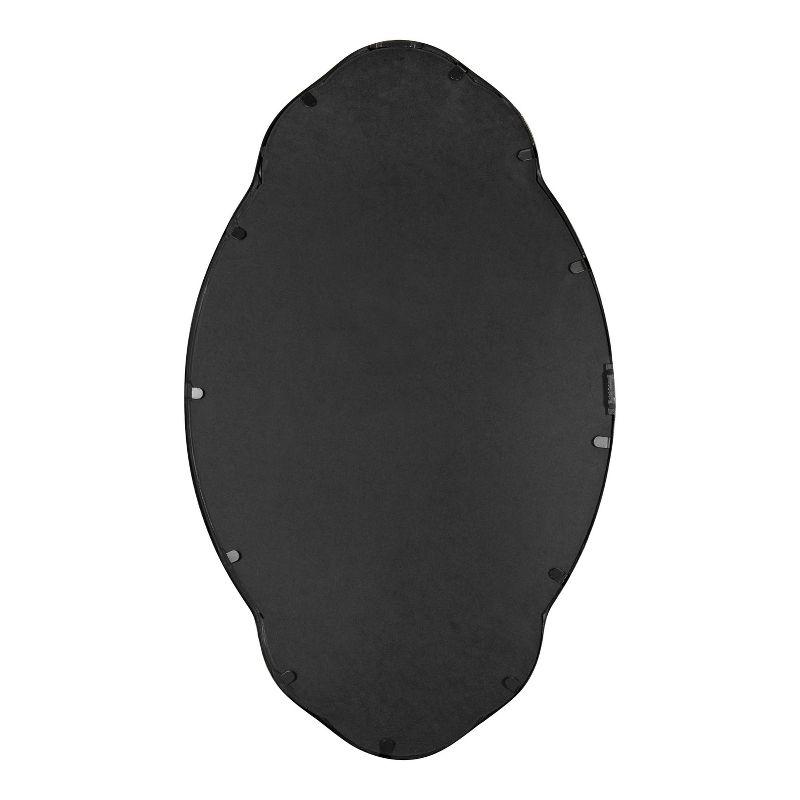 Kate & Laurel All Things Decor 18" x 30" Magritte Scalloped Oval Decorative Wall Mirror Black : Antique Finish, Metal Frame