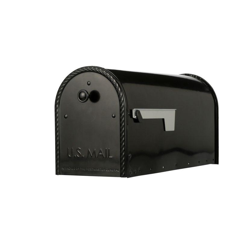 Edwards Large Black Galvanized Steel Post Mount Mailbox