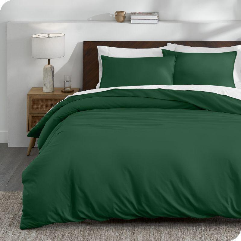 Twin/Twin XL Forest Green Organic Cotton Jersey Duvet Cover Set by Bare Home