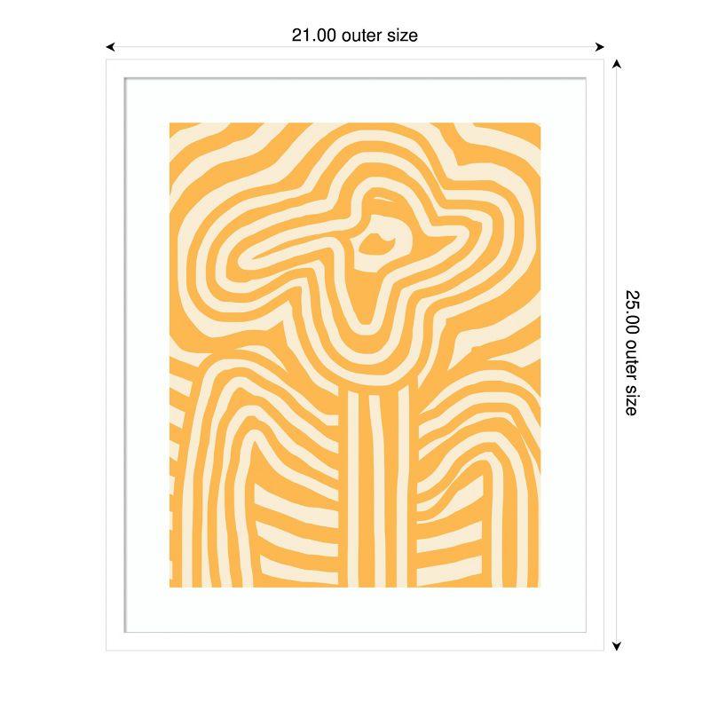 Yellow and White Abstract Wood Framed Wall Art Print