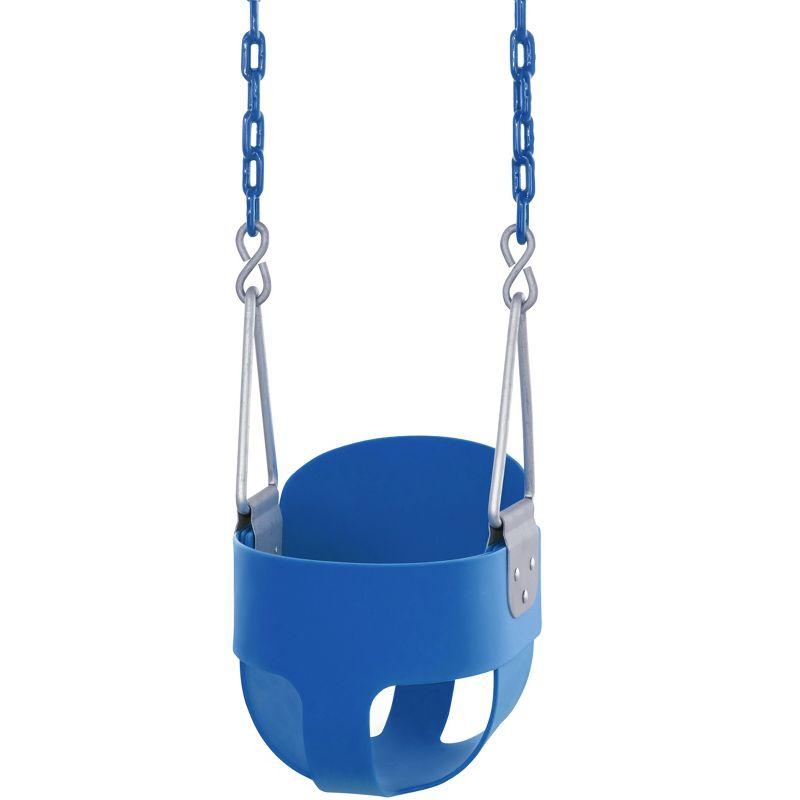 Swingan High Back, Full Bucket Toddler & Baby Swing with Vinyl Coated Chain - Fully Assembled - Blue