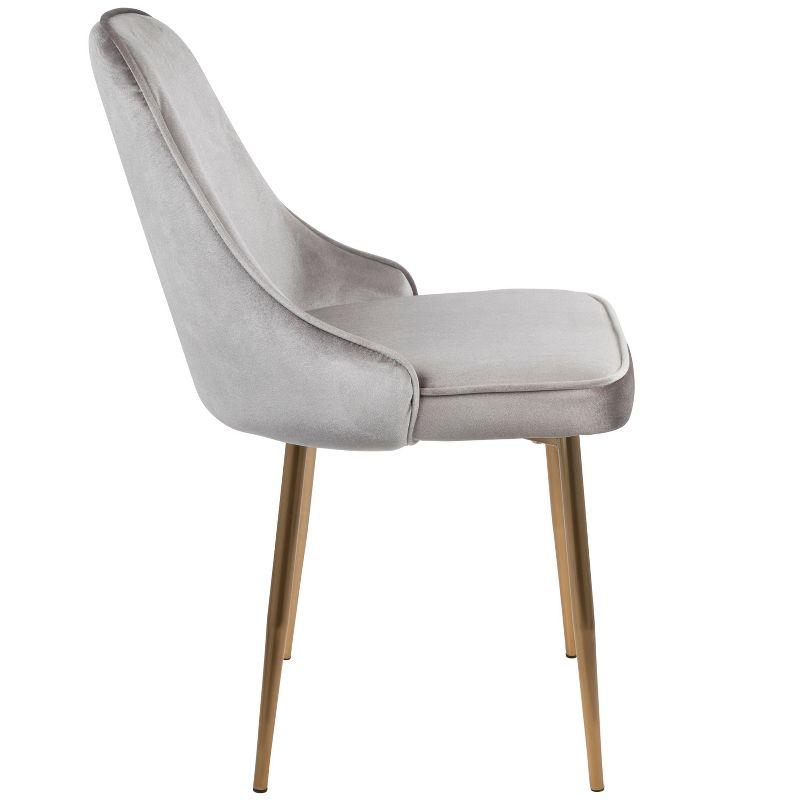 Set of 2 Dining Chairs LumiSource Silver Gold: Velvet Upholstery, Chrome-Plated Legs, Floor Protectors