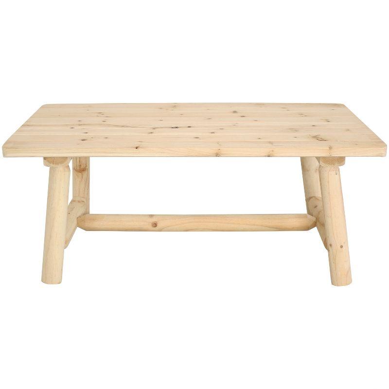 Sunnydaze Indoor/Outdoor Unfinished Natural Fir Wood Rustic Cabin Style Wooden Coffee Table - 41" - Light Brown