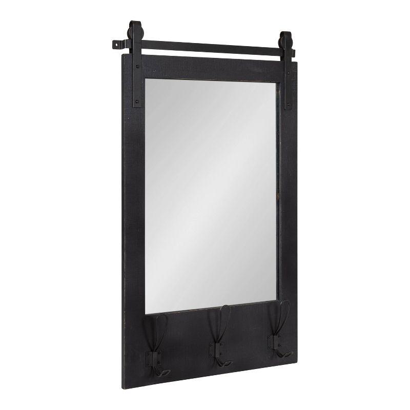 18" x 28" Cates Functional Wall Mirror Black - Kate & Laurel All Things Decor: Rustic Farmhouse, Wooden Frame, No Assembly Required
