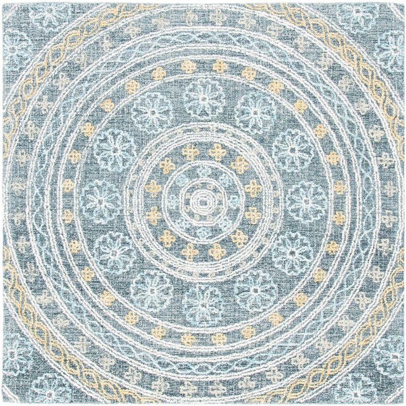 Blossom BLM608 Hand Tufted Area Rug - Charcoal/Yellow - 6'x6' - Safavieh.
