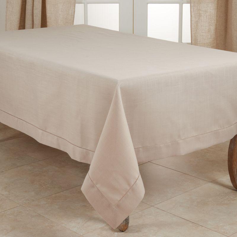 Saro Lifestyle Tablecloth With Hemstitch Border Design, 70"x104", Brown