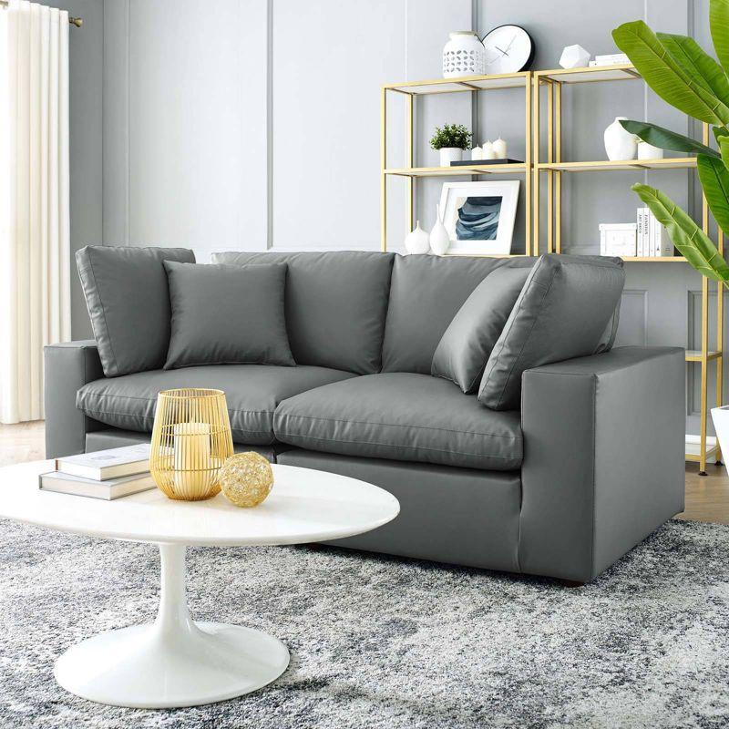 Modway Commix Down Filled Overstuffed Vegan Leather, Loveseat