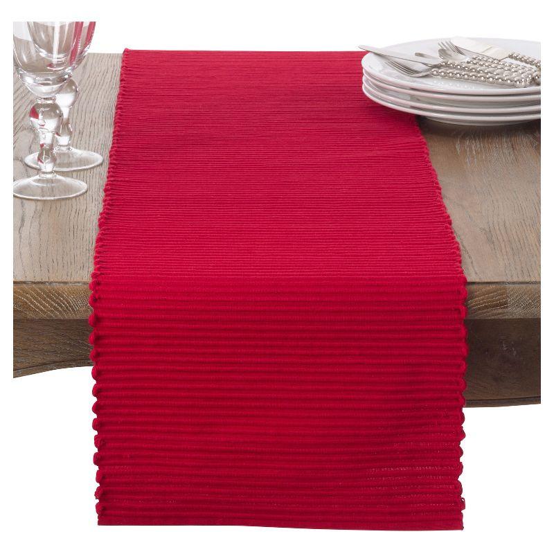 Red Ribbed Cotton Table Runner 13" x 72"