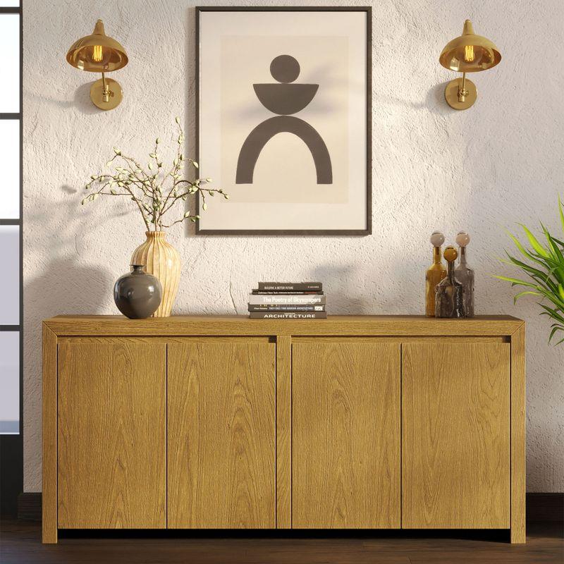 Iris Natural Wood Contemporary Sideboard with Double Doors