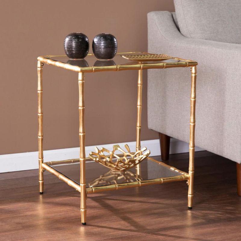 Oversley Glass-Top Accent Table - Gold - SEI