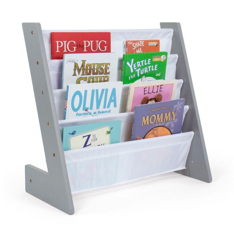 Kids' Gray and White L-Shaped Book Rack